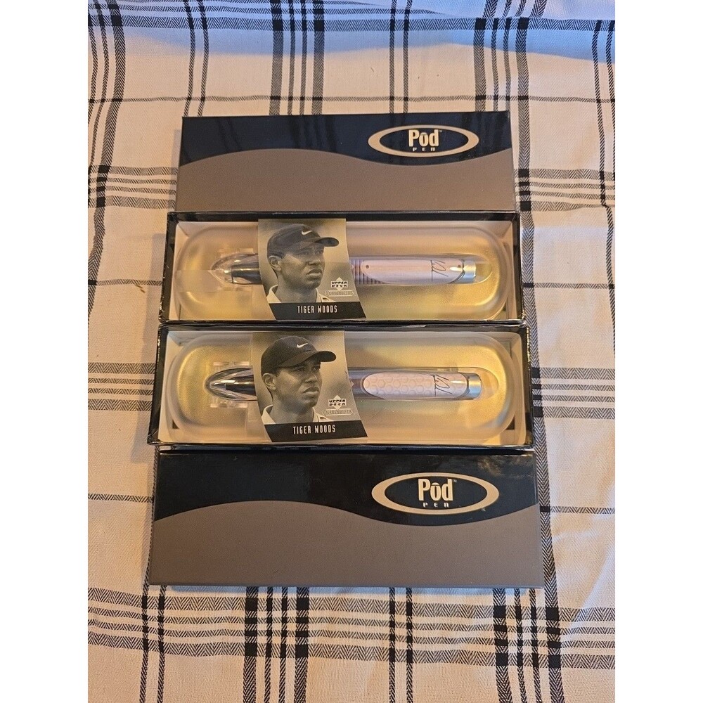 2- Tiger Woods Pod Pen Upper Deck Collectibles Golf Memorabilia New In Box‎